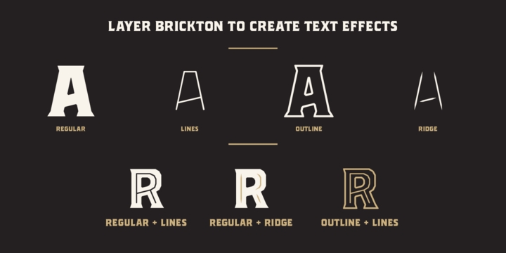 Ejemplo de fuente Brickton Outline